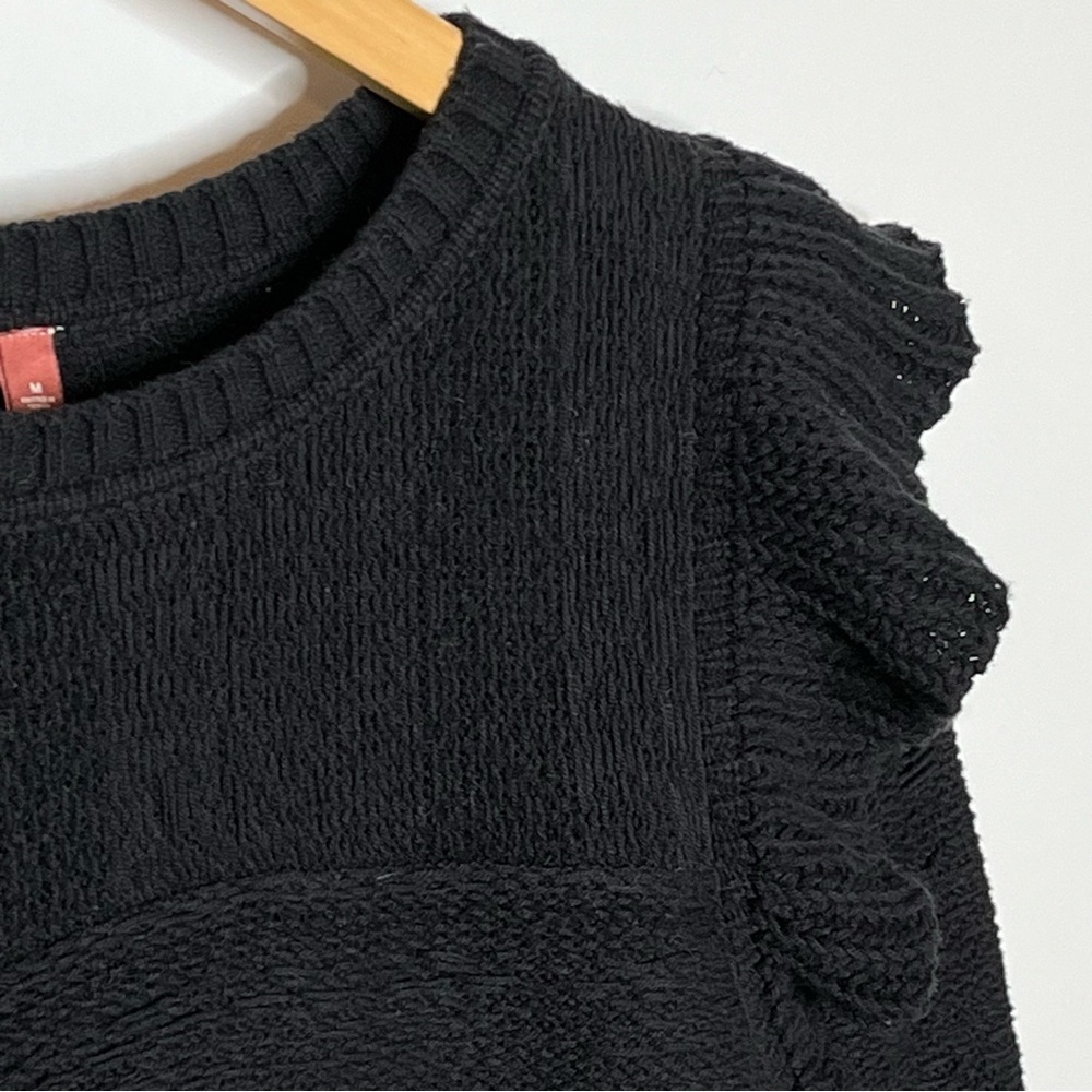 Anthropologie Pilcro Black Ruffled Fall Sweater Medium - Picture 9 of 13
